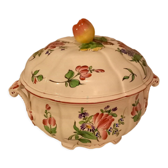 Tureen/vegetable Lunéville flowers (tulip - pink) early twentieth century