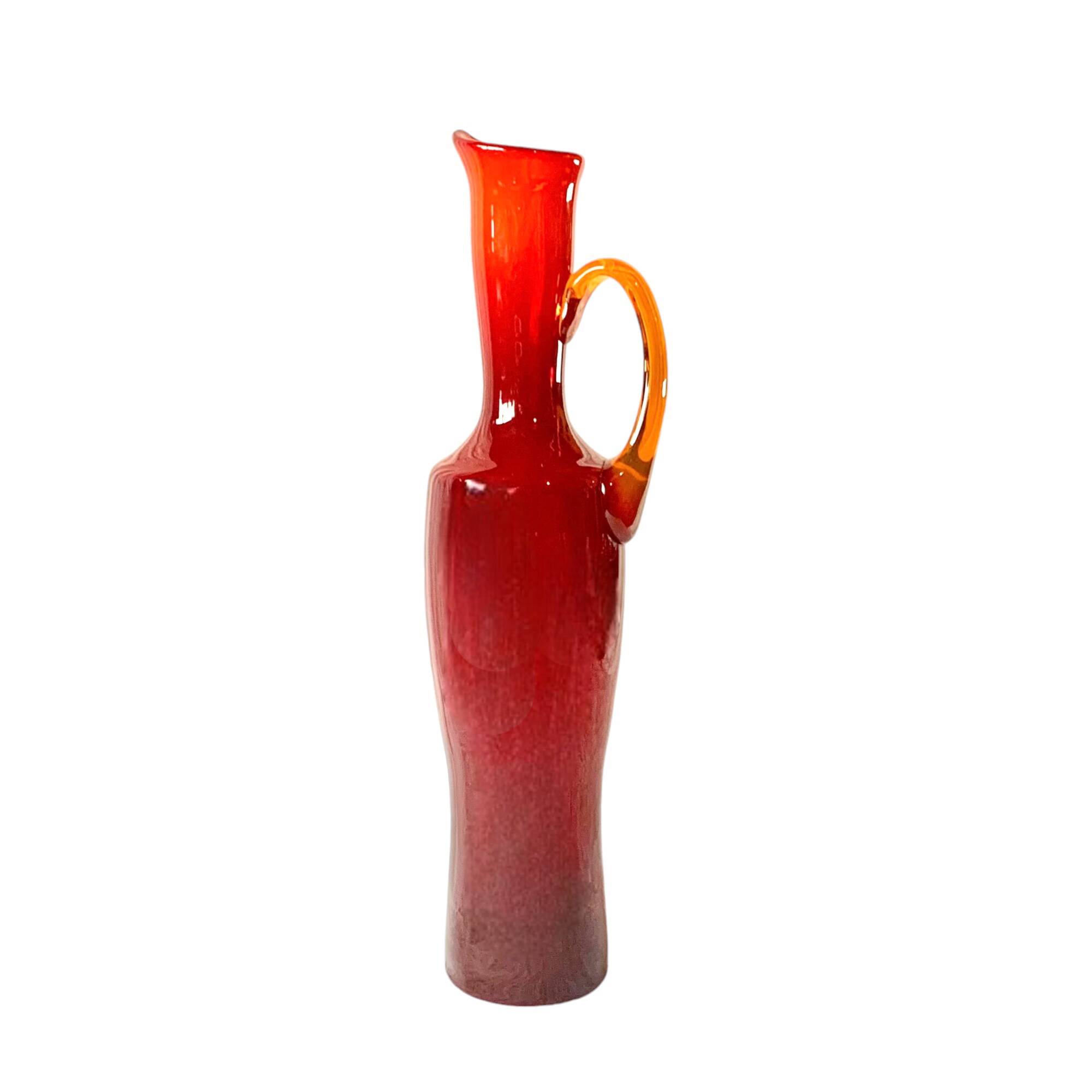Vintage red blown glass vase