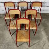 Series of 6 school chairs