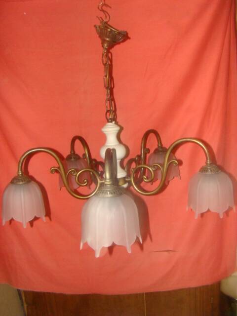 five-armed light chandelier from the 70s/80s era