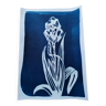 Cyanotype bleu vintage fleur d'iris art déco