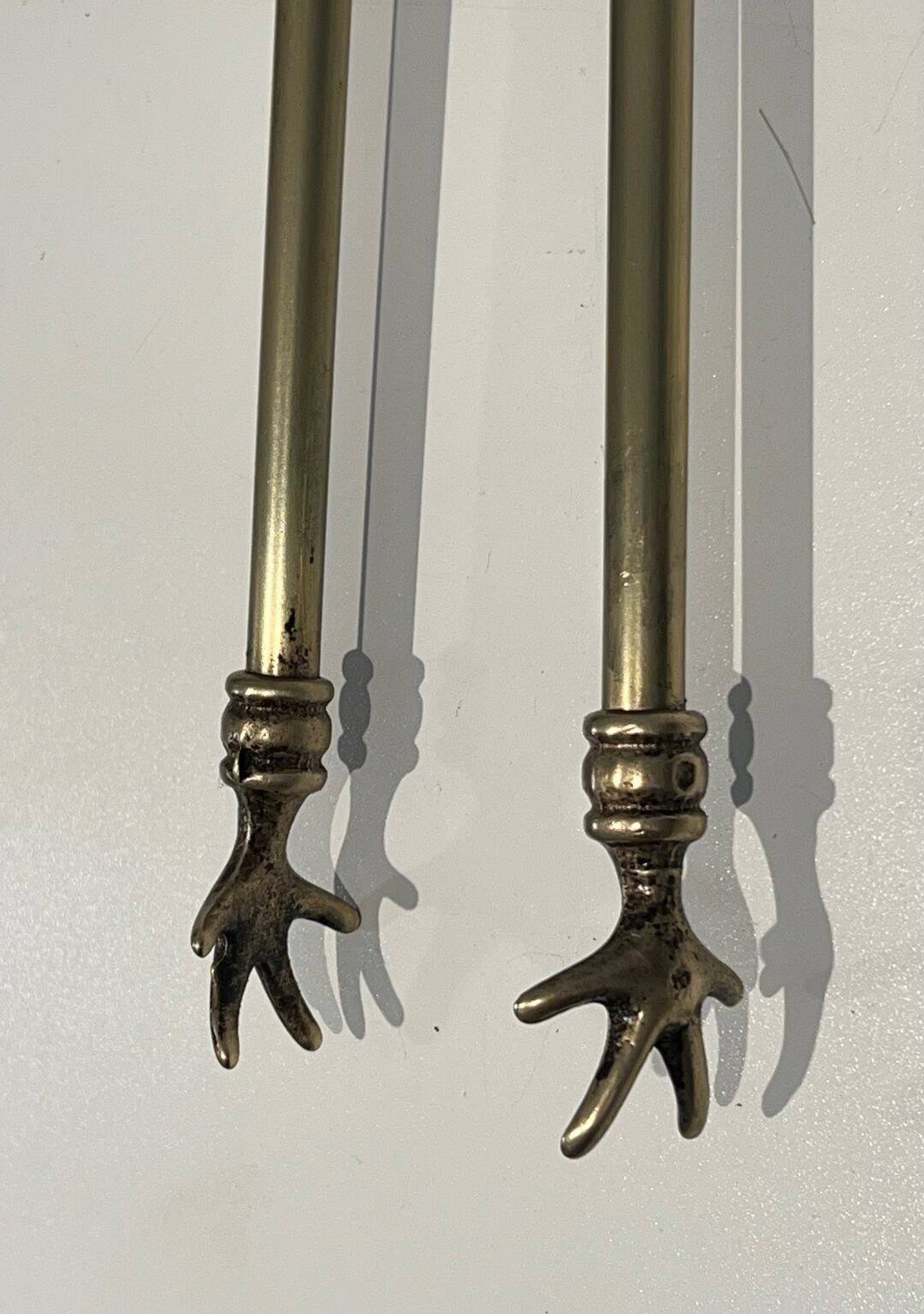 Neoclassical Fire Necessity in Brass with Ball Finials Empi