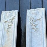 Pair of Louis XV pilasters in Carrara marble, 18th century