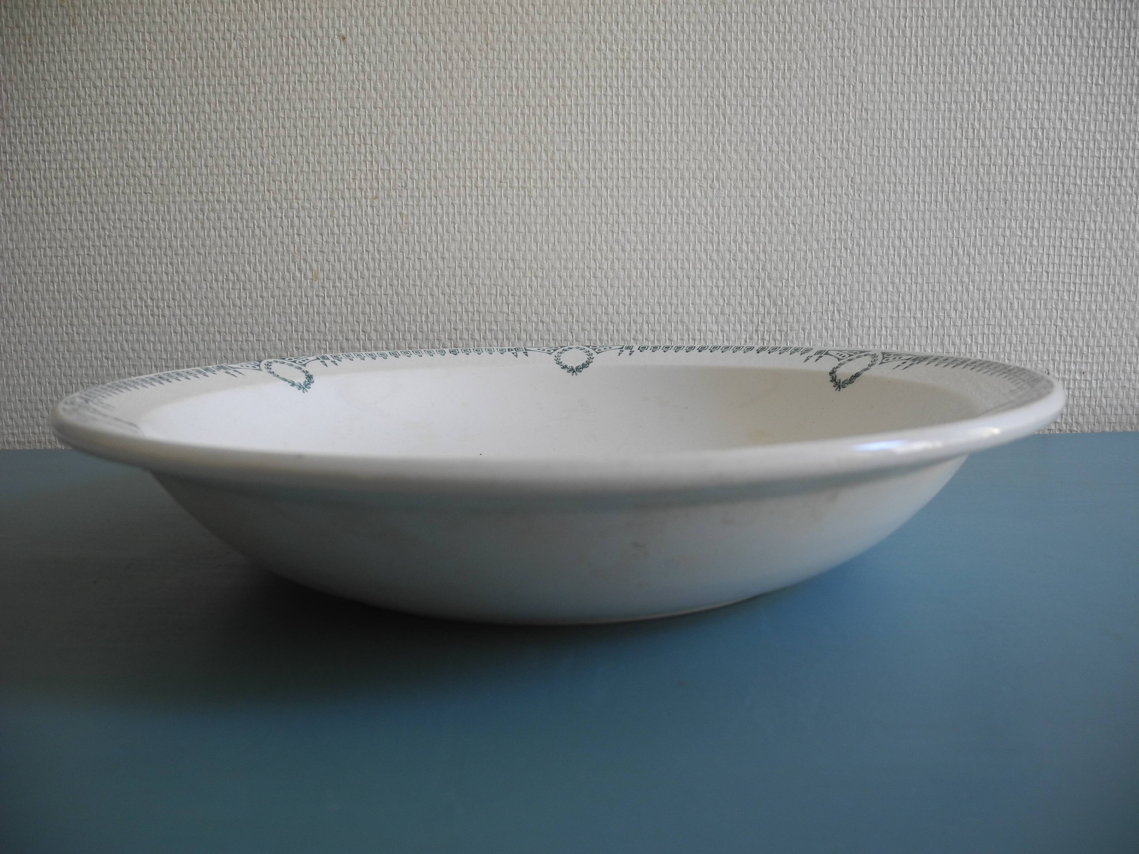 antique French earthenware dish from St Amand, 20s/30s
