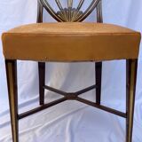Série quatre chaises anglaises Hepplewhite acajou cuir début XXème