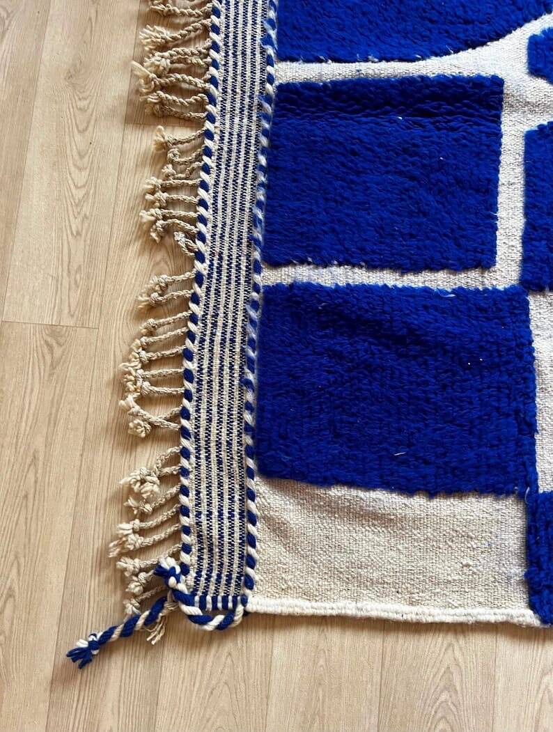 Handmade traditional Berber rug 2/3 m blue