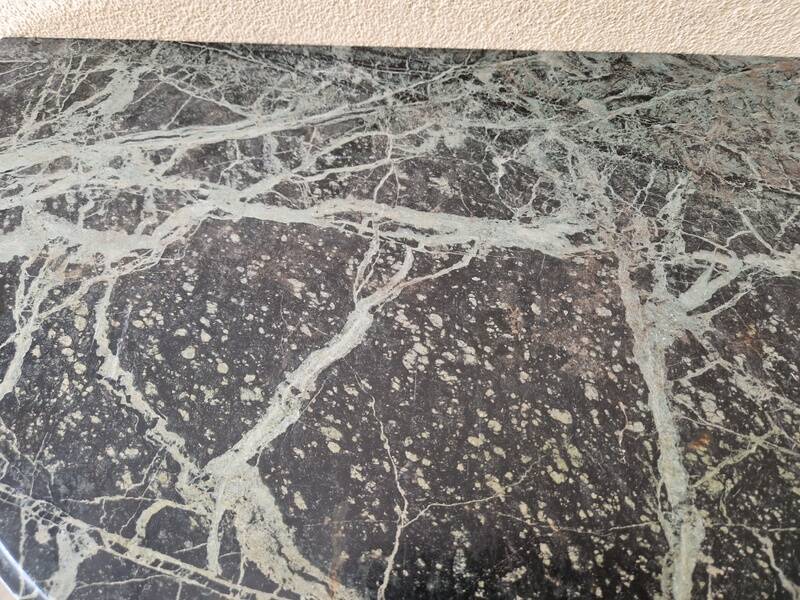 Half moon console - Wrought iron and green marble top - Design 1940