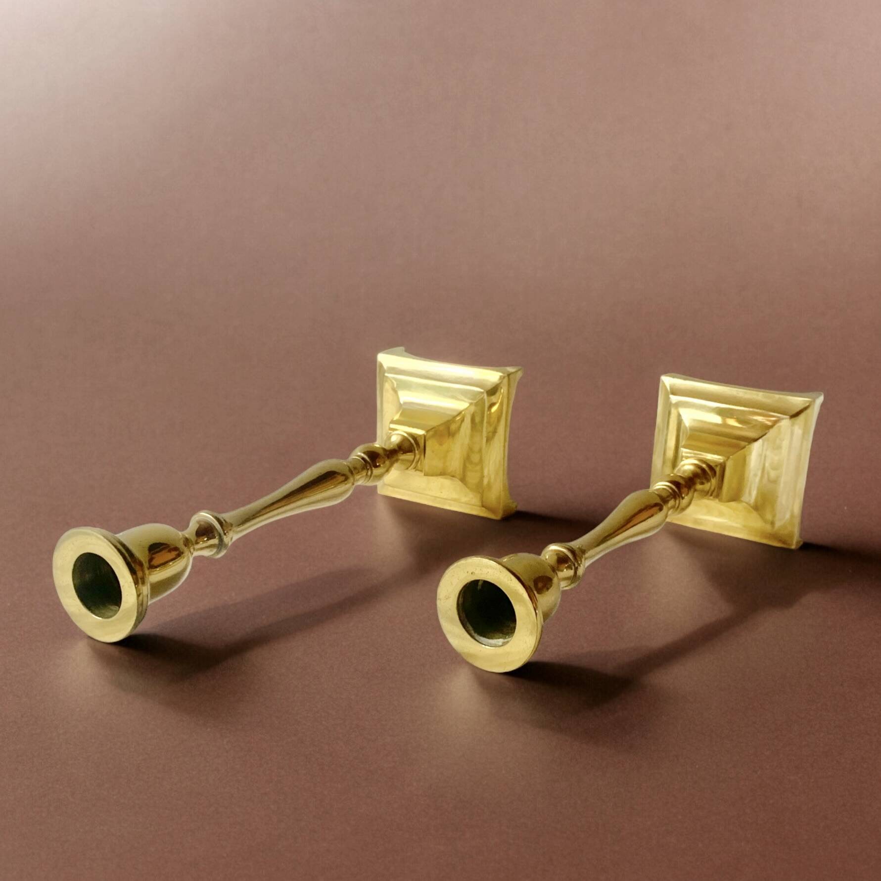 Pair of antique brass candlesticks