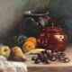 HST painting "Still life with oranges and chestnuts" signed H. Lucotte 1913