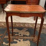 Pedestal table end of sofa decorated inlaid Louis XV style