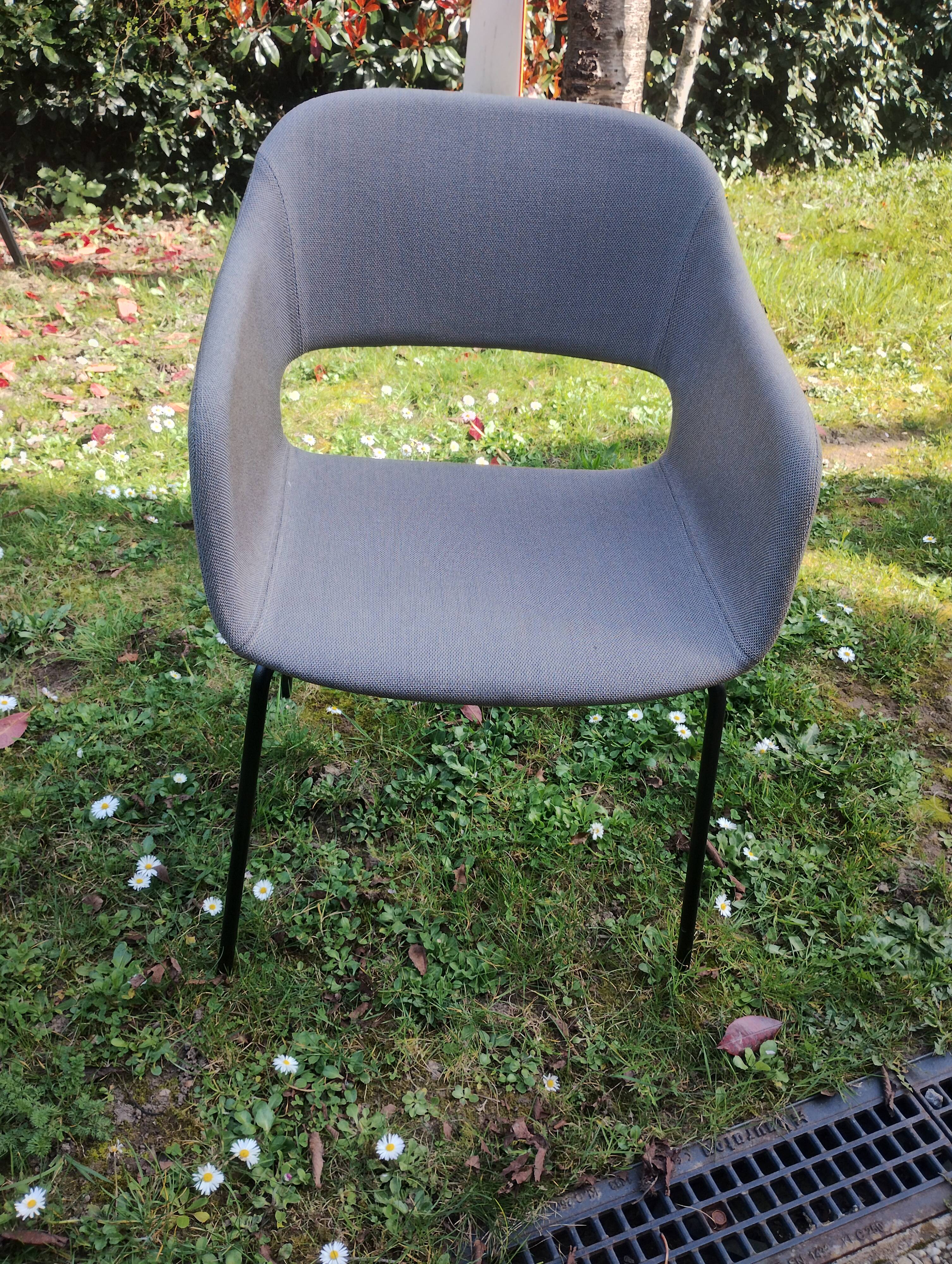 Pedrali Babila fabric armchair with black ash legs.