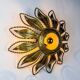 Sunburst ceiling light fixture or sconce, gilt iron & exposed bulb France, 1970s