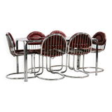 Italian chrome and leather dining set by Gastone Rinaldi, set of 7.