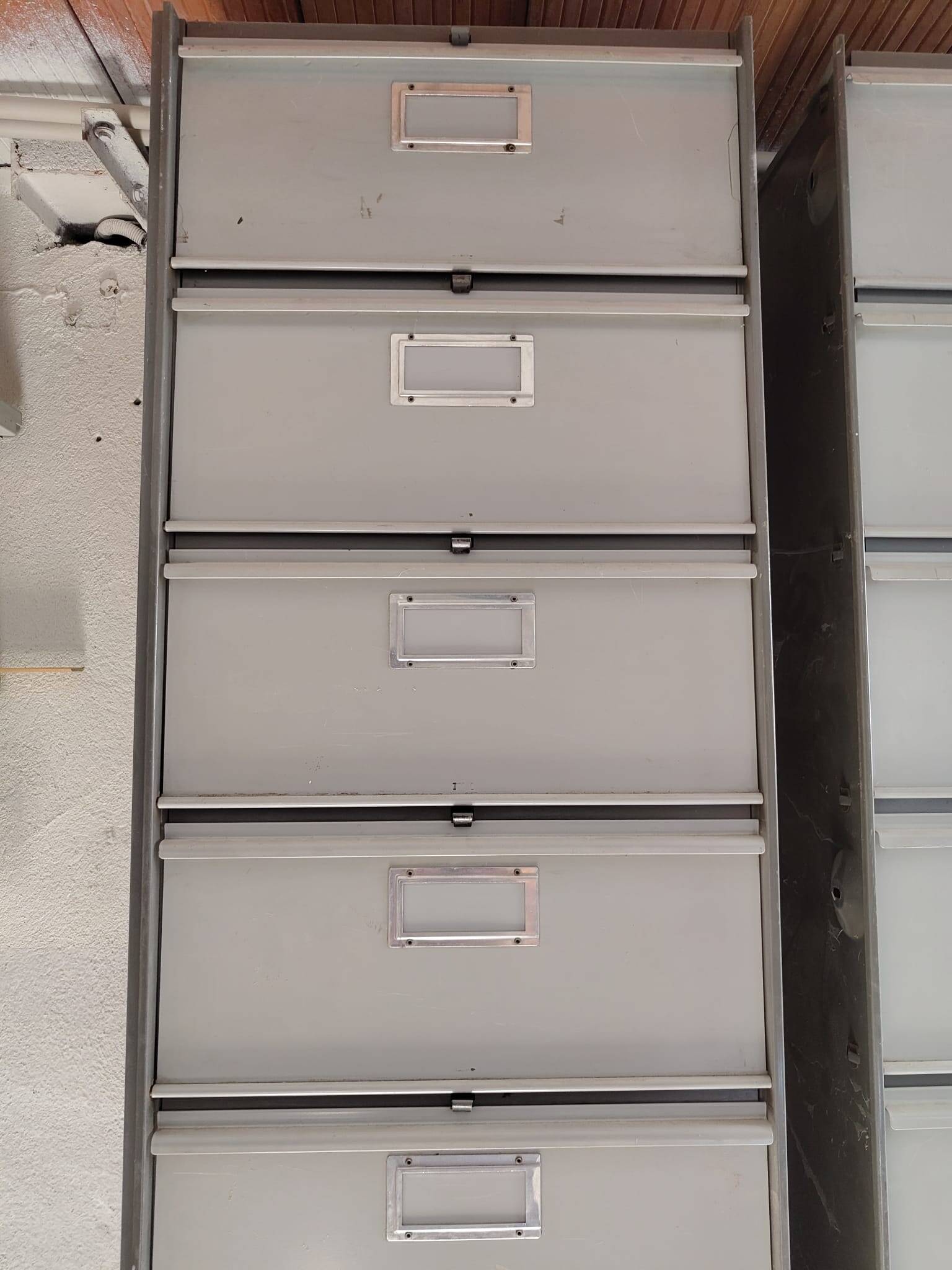 Set of 2 industrial (vintage) iron cabinets/shelves.