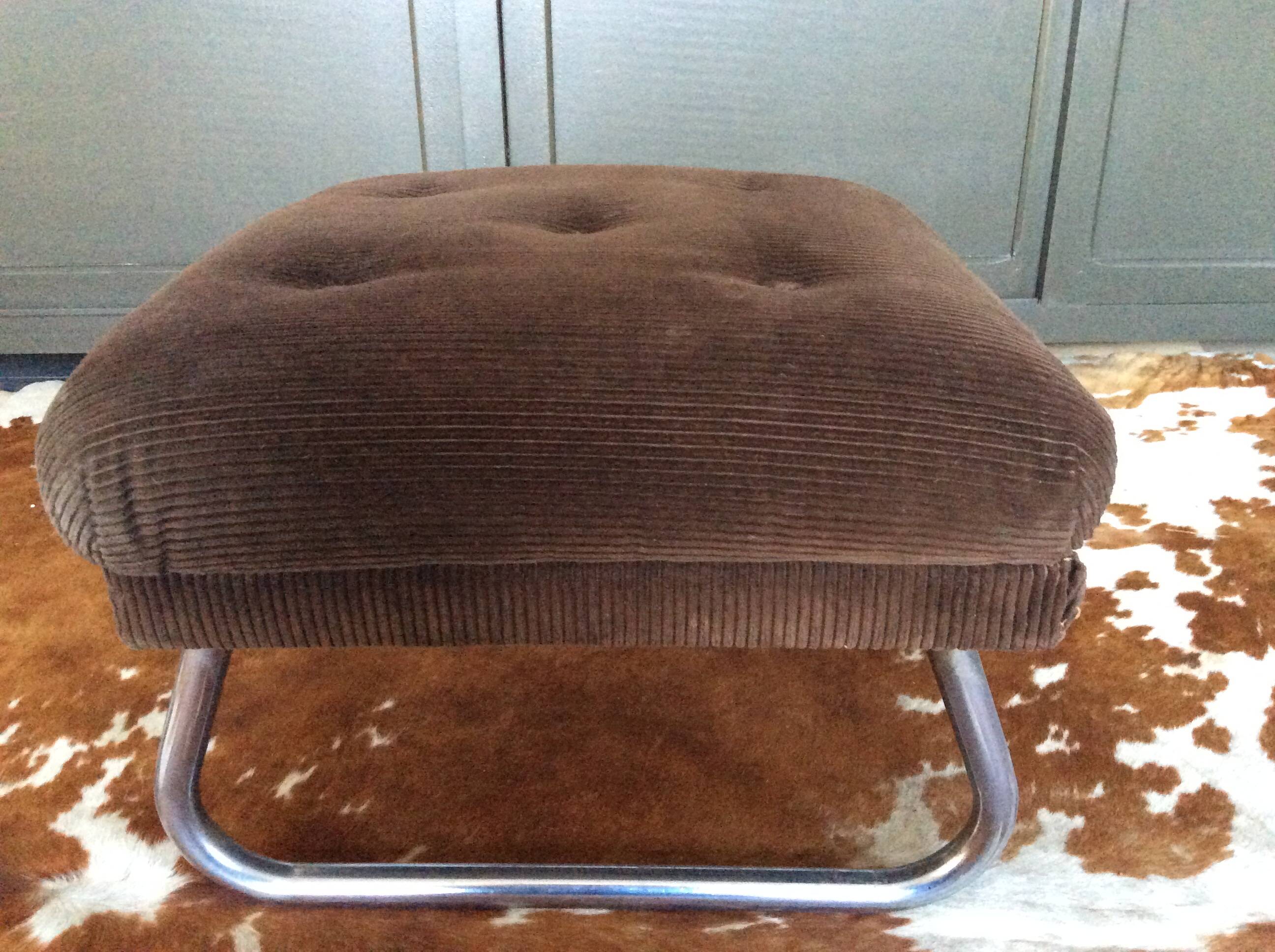 Velvet pouf adjustable footrest