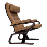1970s, Norwegian design, adjustable armchair, leather, bentwood.