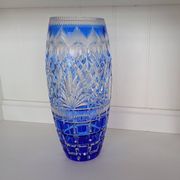 Large Vintage Nachtmann "Bamberg" Cobalt Blue Cut-to-Clear Crystal Vase