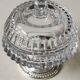Antique cut crystal sugar bowl diamond point motifs on a metal base