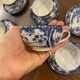 Japanese tea set cherry blossom blue fine porcelain