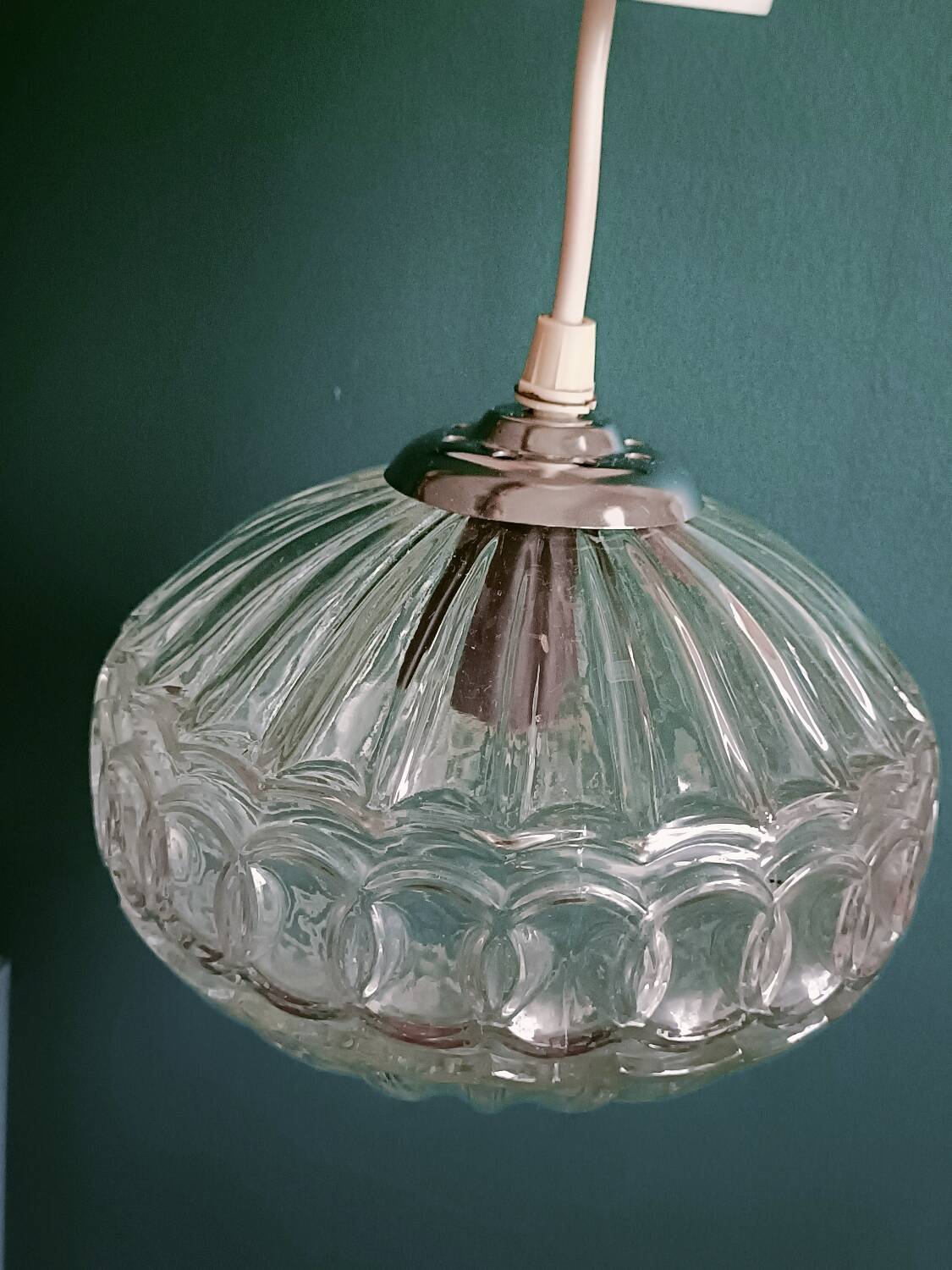 Vintage molded glass pendant light