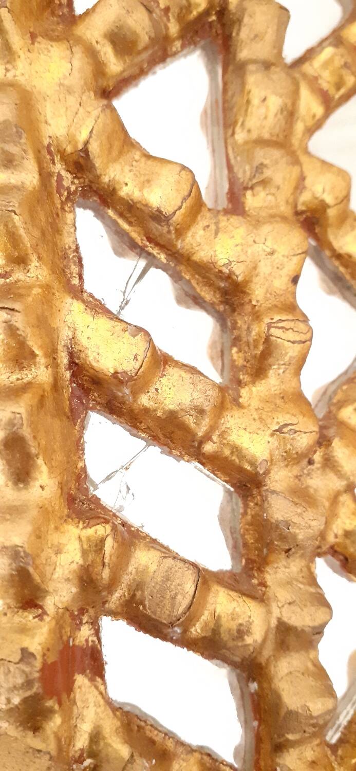 Vintage gilded mirror with glazing beads