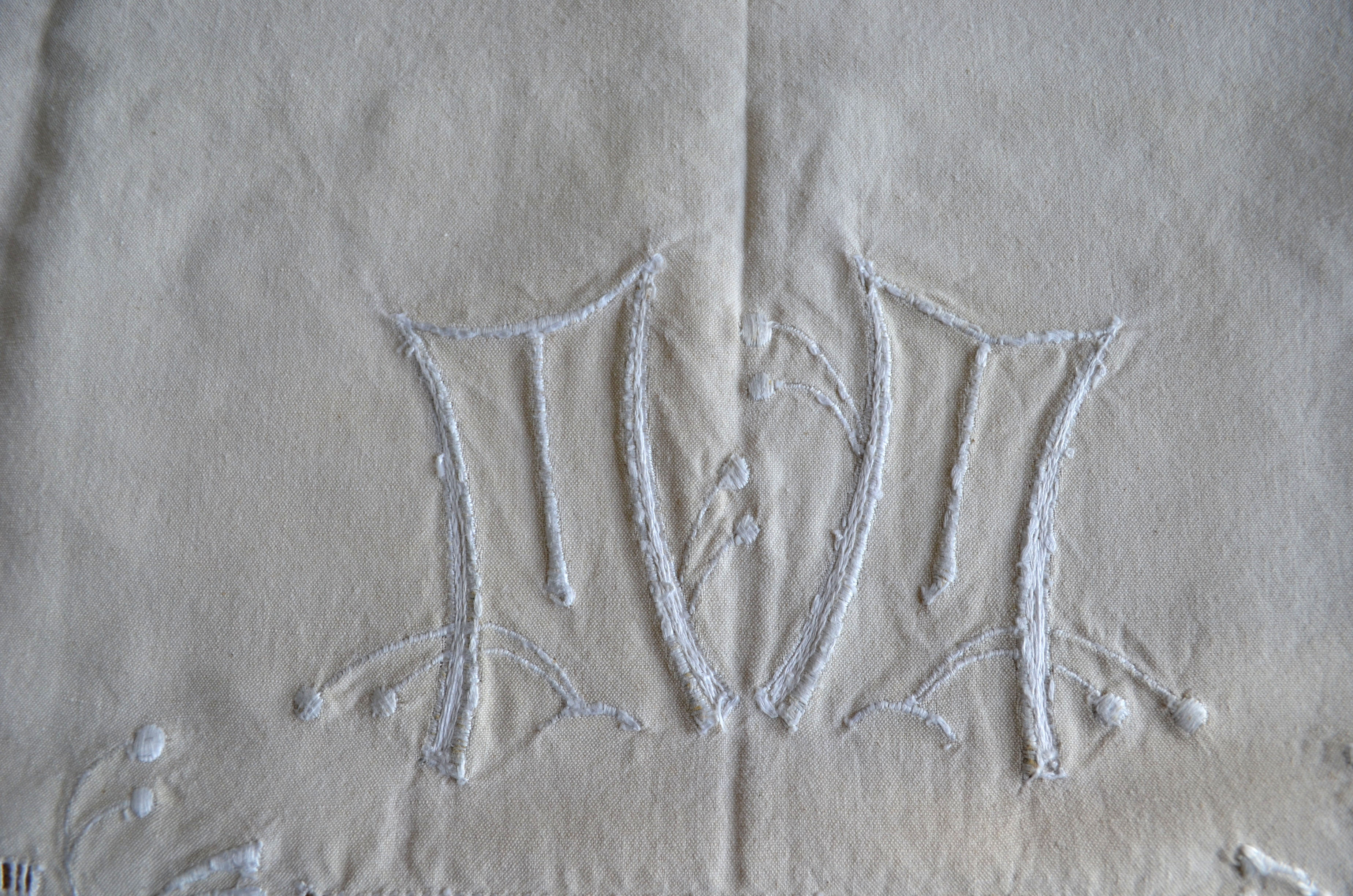 Hand-embroidered antique sheet