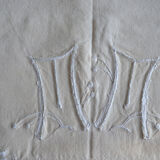Drap ancien en métis brodé main