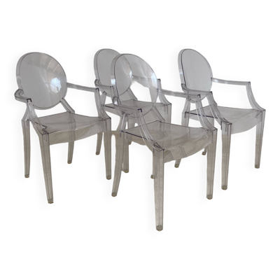 4 fauteuils Louis Ghost par Philippe Starck édition Kartell