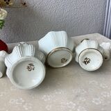 3 porcelain biscuit bottles from La Couleuvre art deco