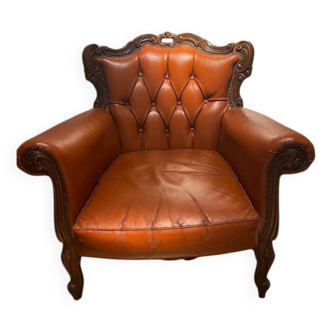 Fauteuil cuir type chesterfield