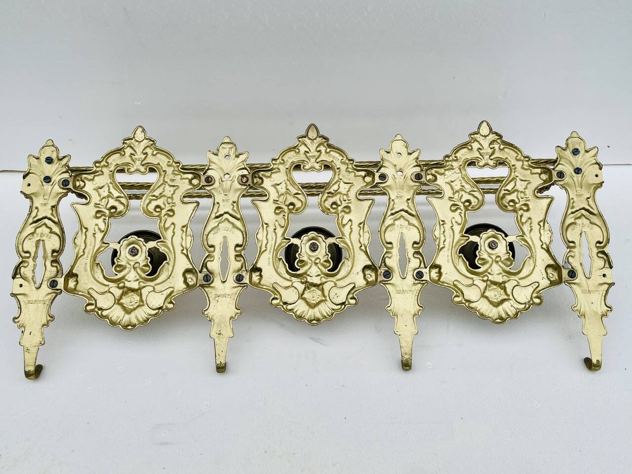 Bronze Coat Rack and Wall Shelf, Vintage, Louis XV Style