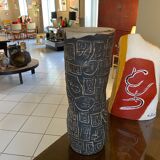 Sculptural vase with vintage geometric patterns