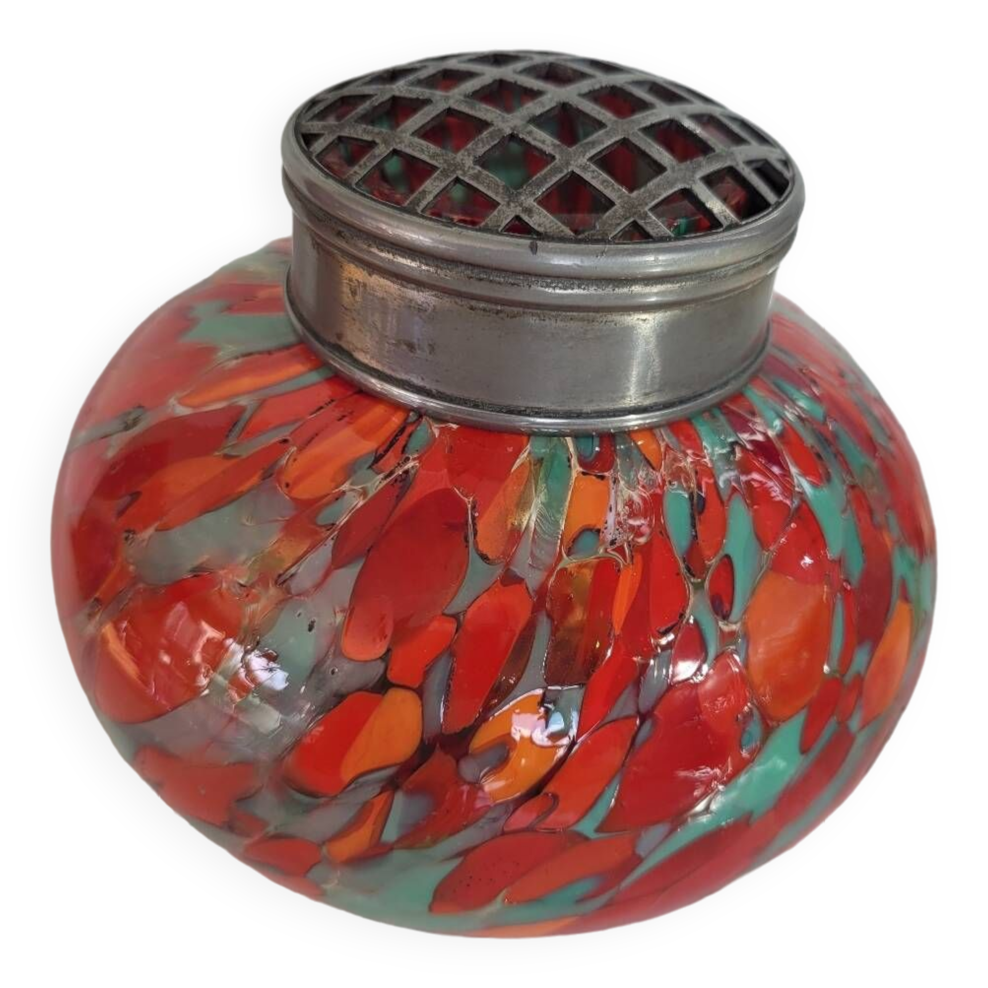 Old multi-colored glass flower vase