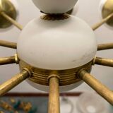 White Brass Opaline Glass Sputnik Chandelier 10 lights