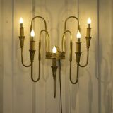 Monumental bronze wall light with 5 arms, neoclassical Art Deco from the 1940s.