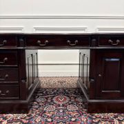 Classic English Desk Green Leather Inlay