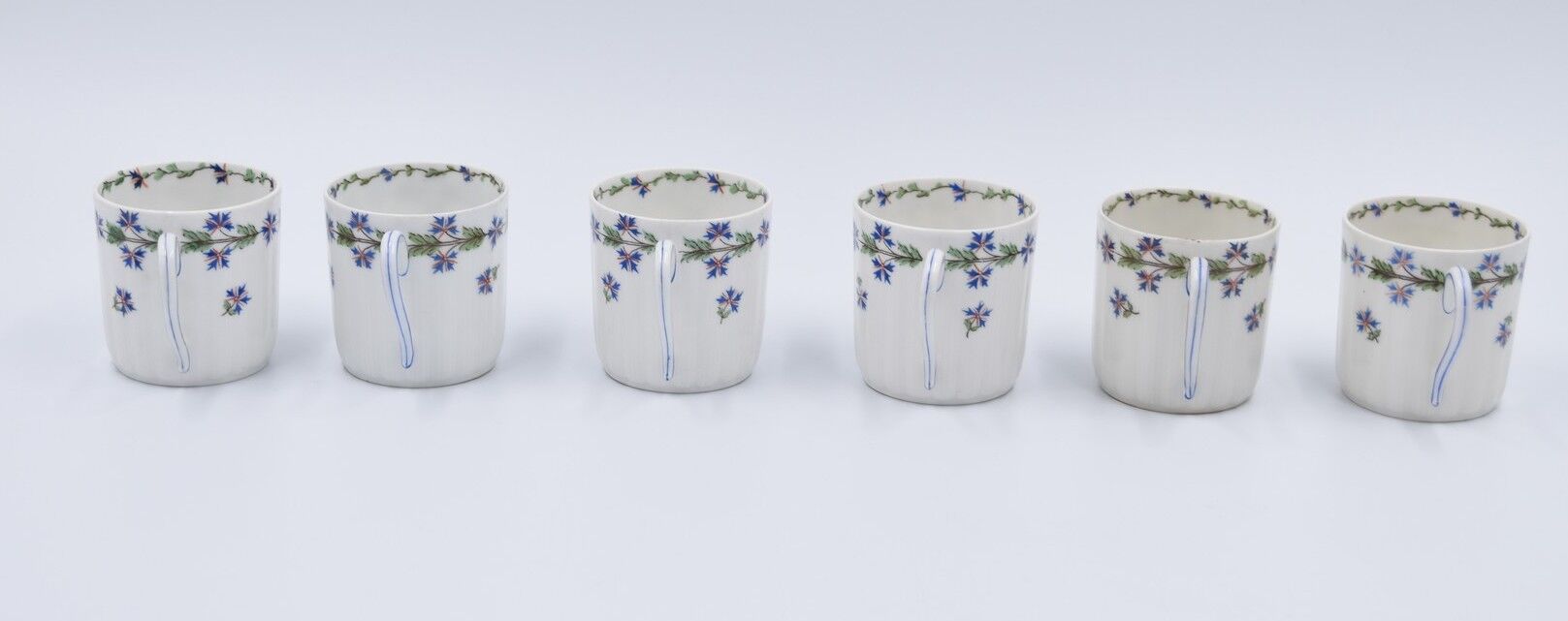 6 cups and saucers porcelain Haviland Limoges barbed-wire décor