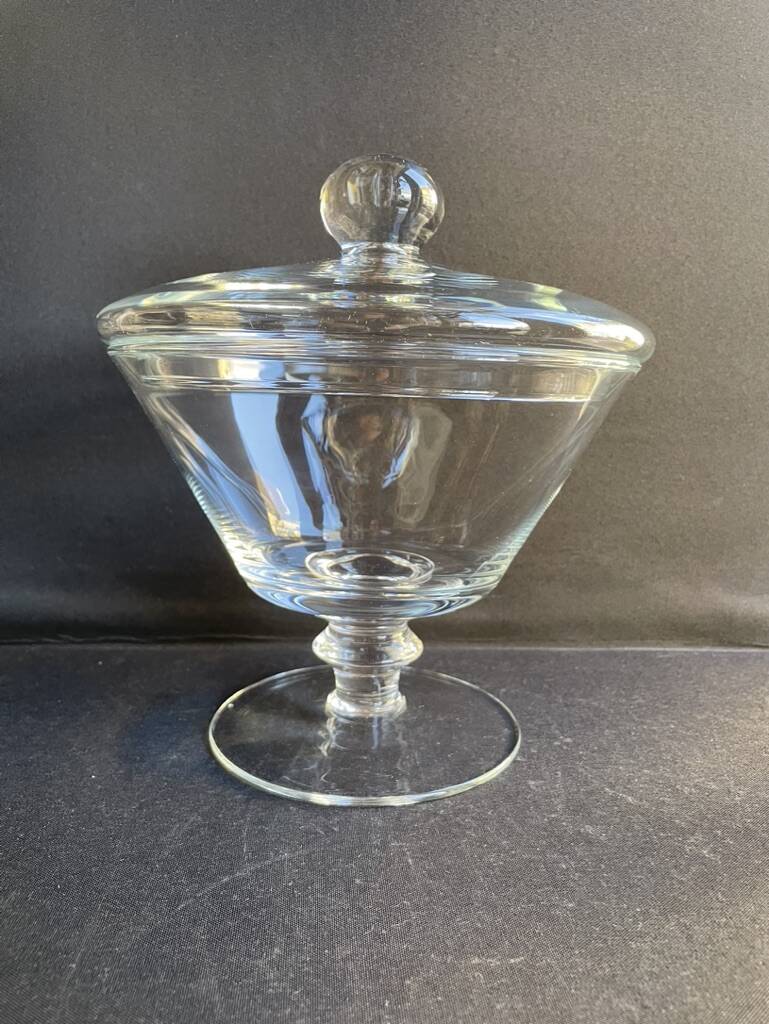 Grand compotier couvert – cristal soufflé uni