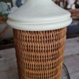 wood and wicker lamp