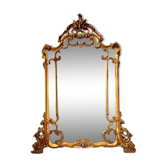 Antique mirror with carved gilded wood glazing beads 164x127