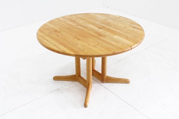 Table à manger vintage ronde extensible danoise Vamdrup Stolefabrik 1960