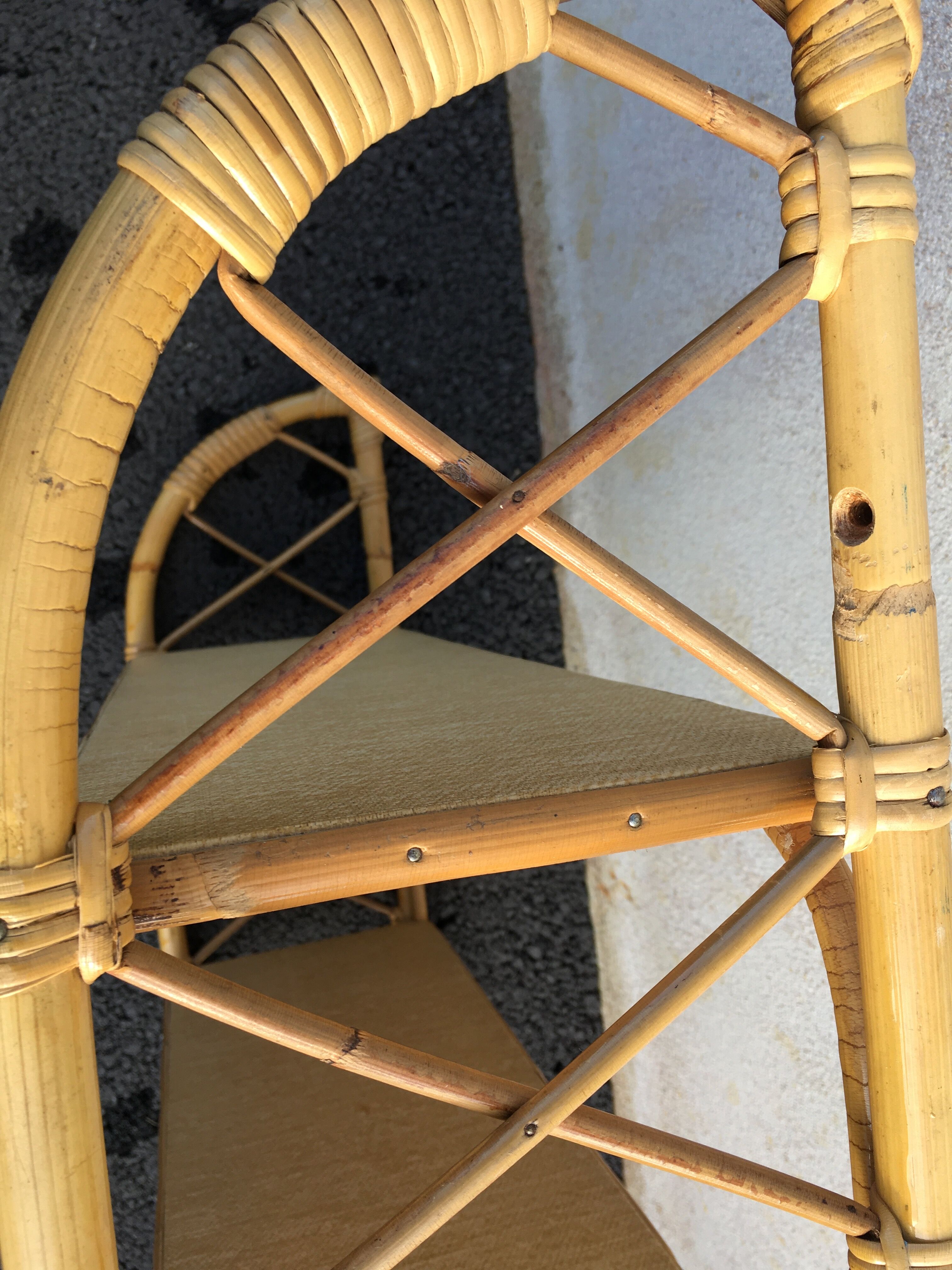Vintage rattan wall shelf