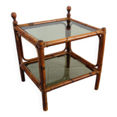Vintage bamboo and smoked glass coffee table