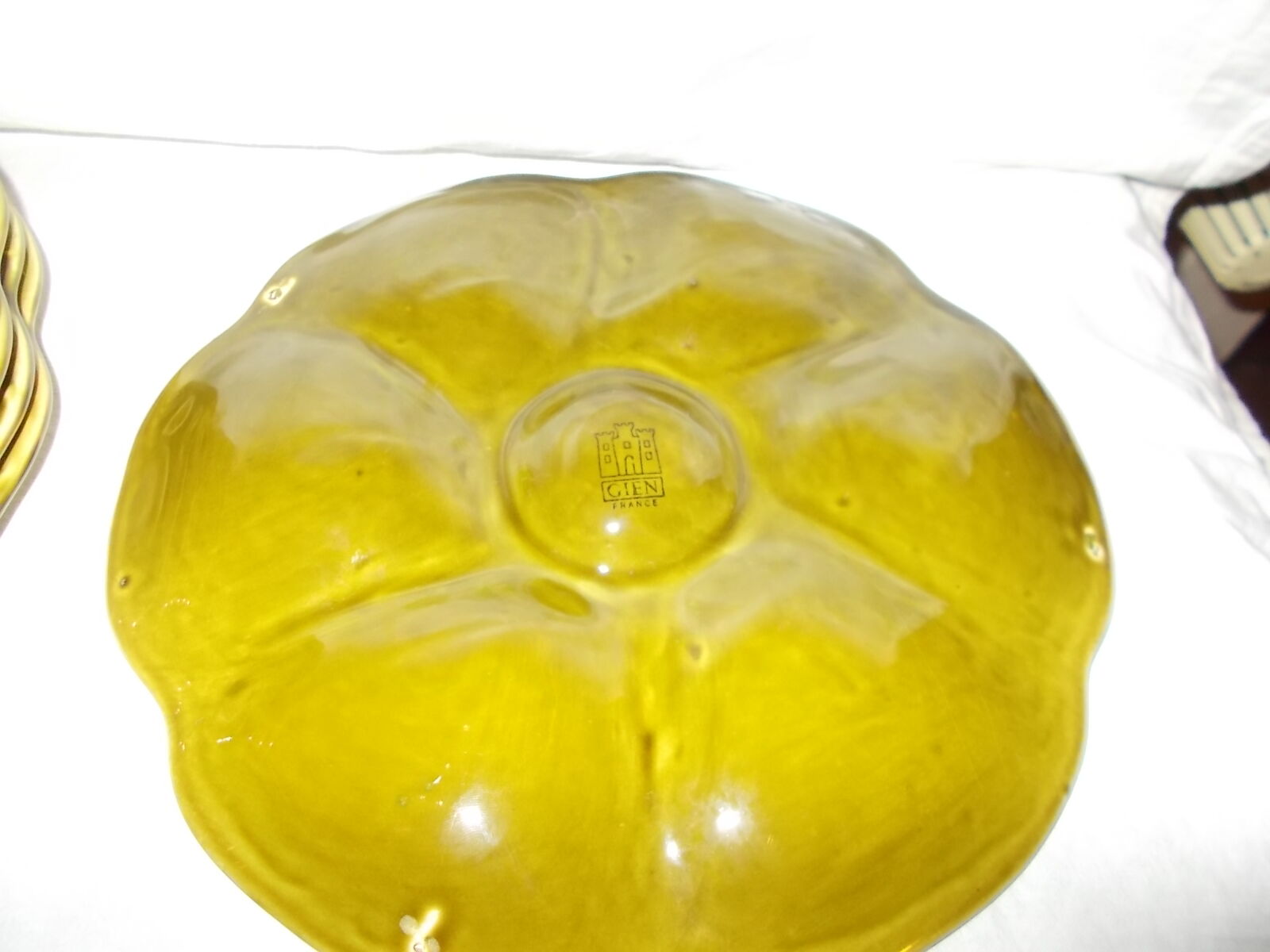 Set de 8 assiettes à coquillages ou huitres faïence de Gien