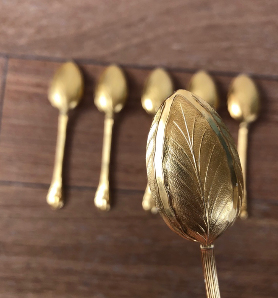 Lot of 6 golden spoons