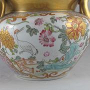 Old pink family style porcelain pot or vase with mandarin decoration, samson, paris
