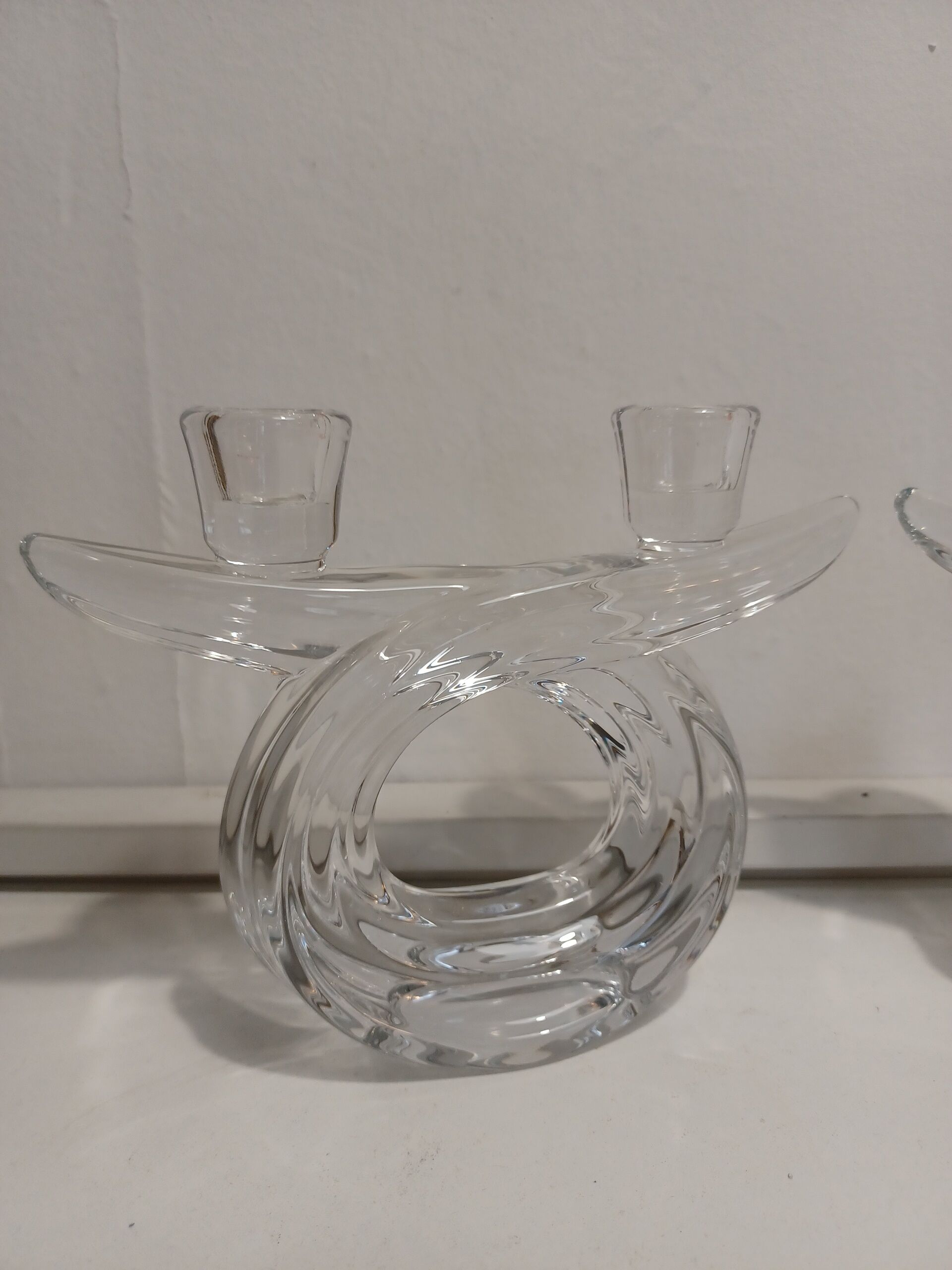 Pair of crystal candle holders from Vannes Le Chatel
