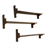 Ensemble vintage de 3 étagères murales en chêne, style minimaliste