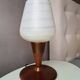 Vintage teak table lamp with 60s white glass lampshade