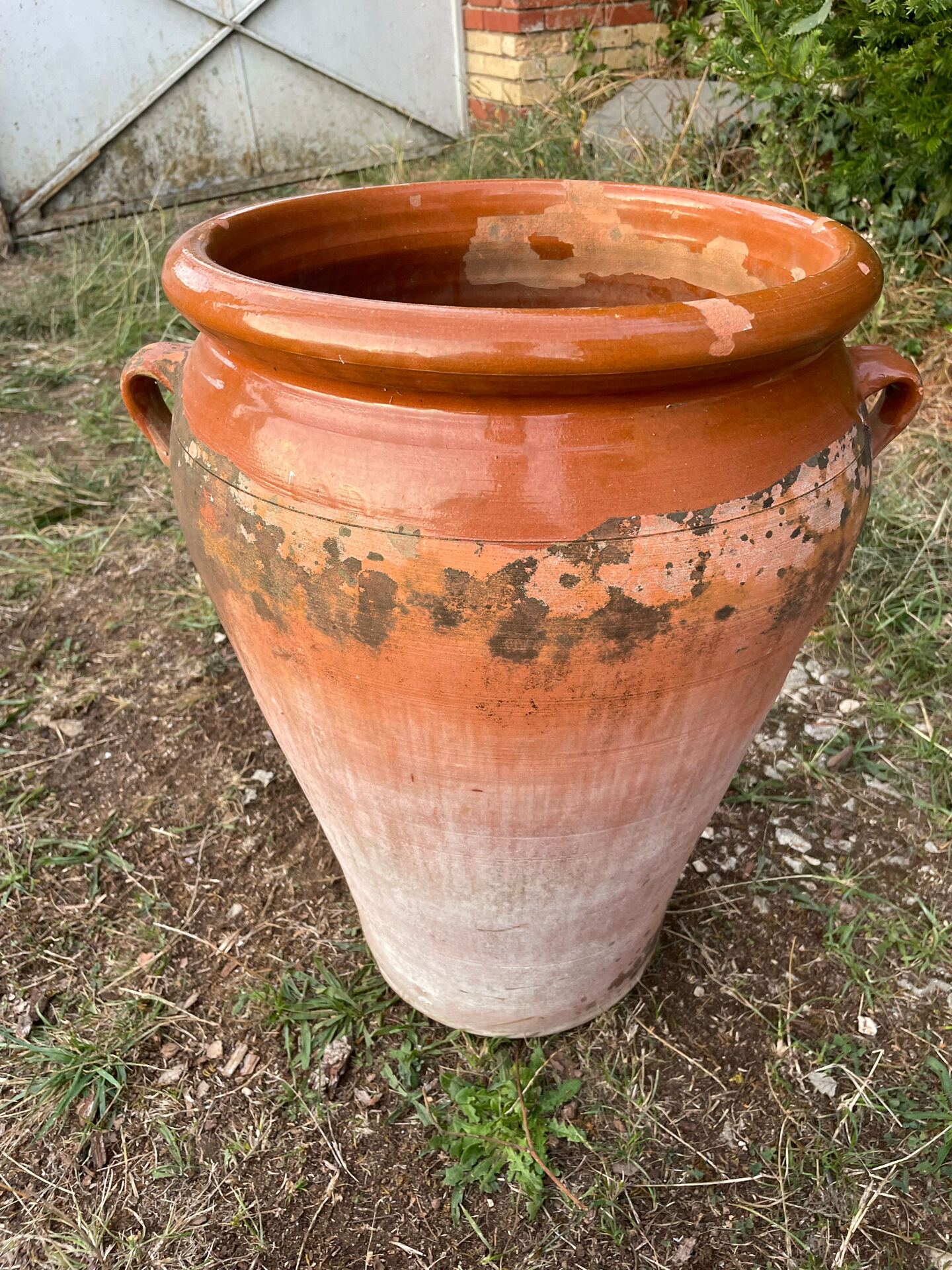 Large ancient jar in glazed terracotta – H. 56 cm